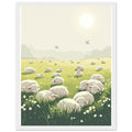Spring Lambs Field Morning Framed Art Print — detail view | Wild Thread Co