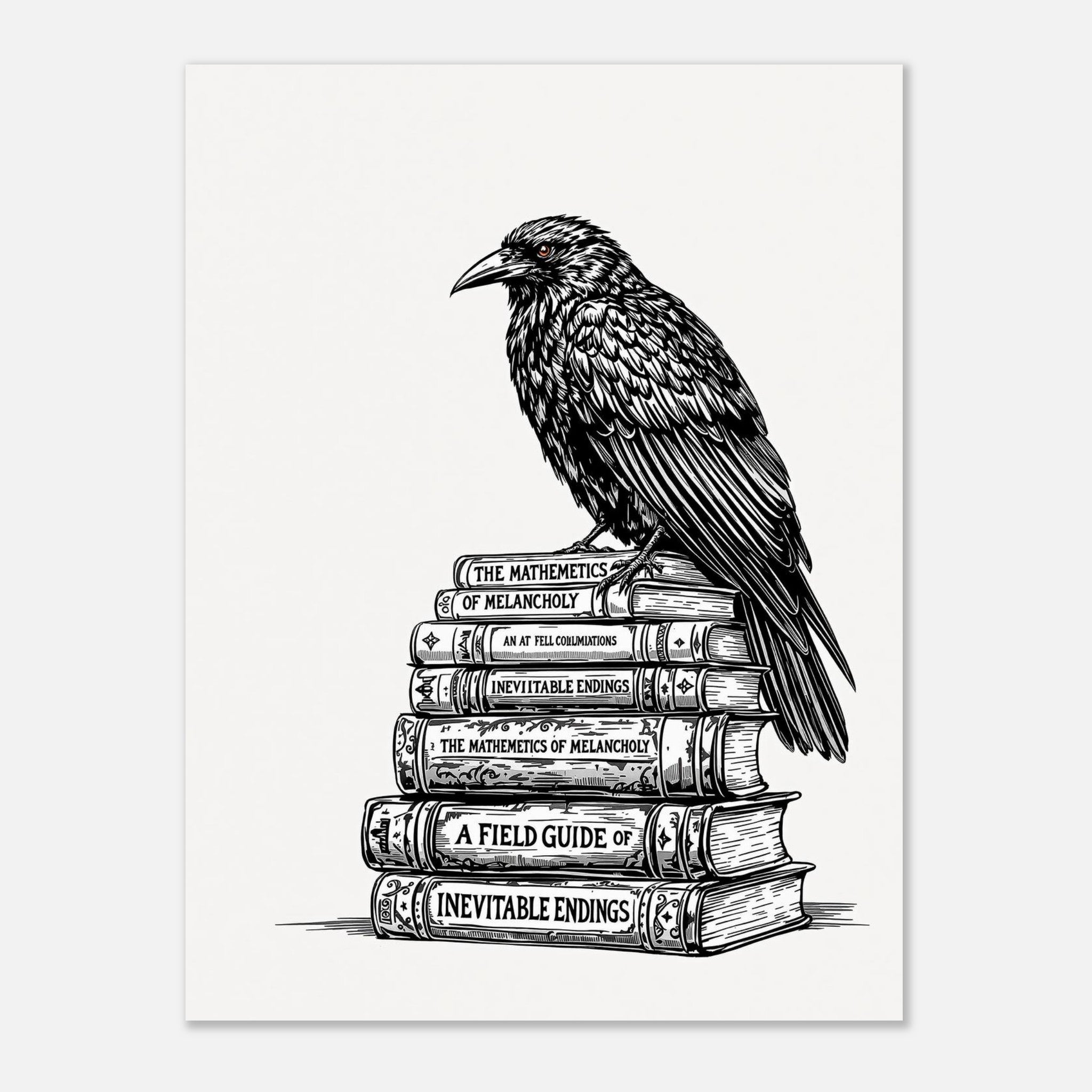 Dark Academia Raven Library Art Print Art Print — detail view | Wild Thread Co
