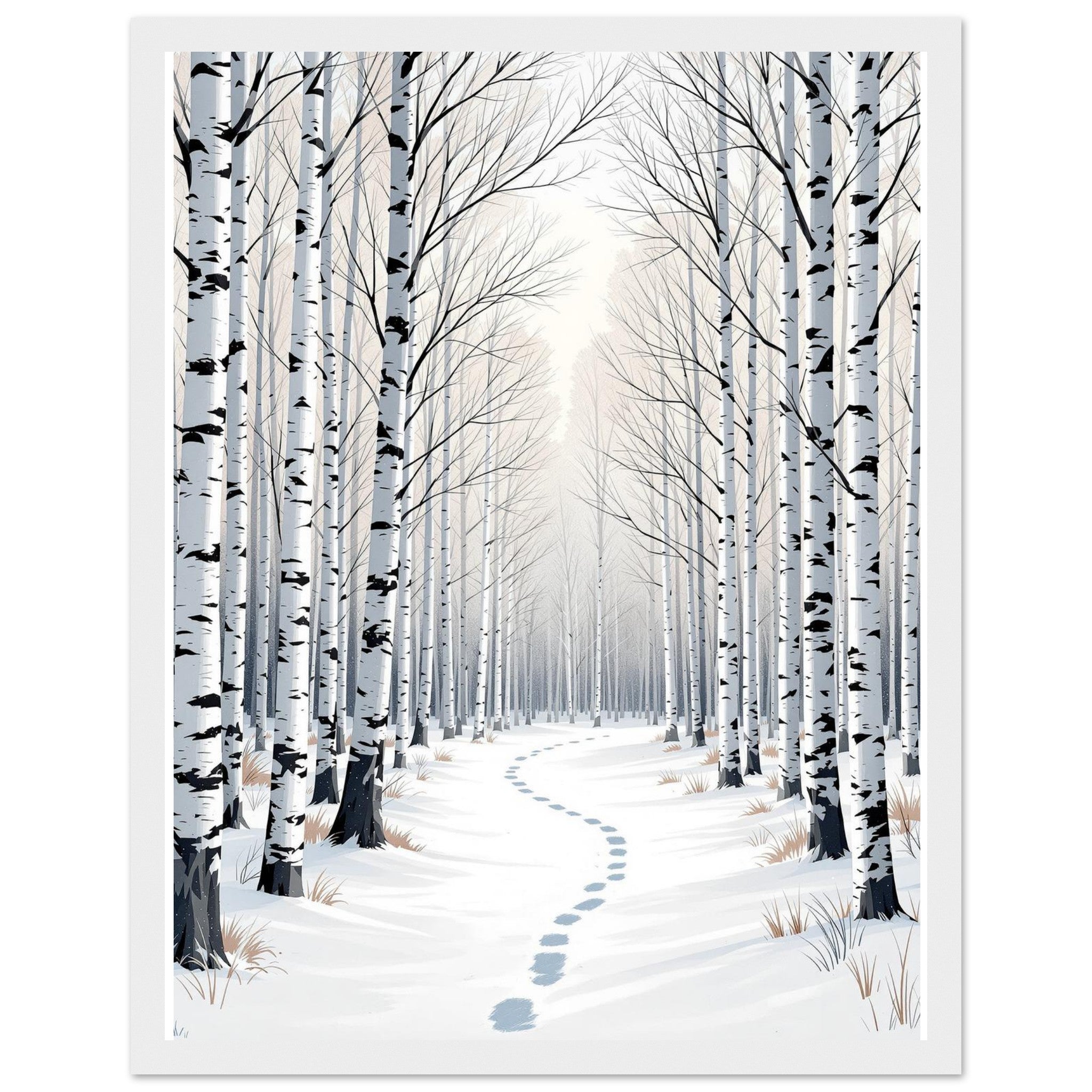 Silver Birch Winter Light Woodland Framed Print — Framed Art Print | Wild Thread Co