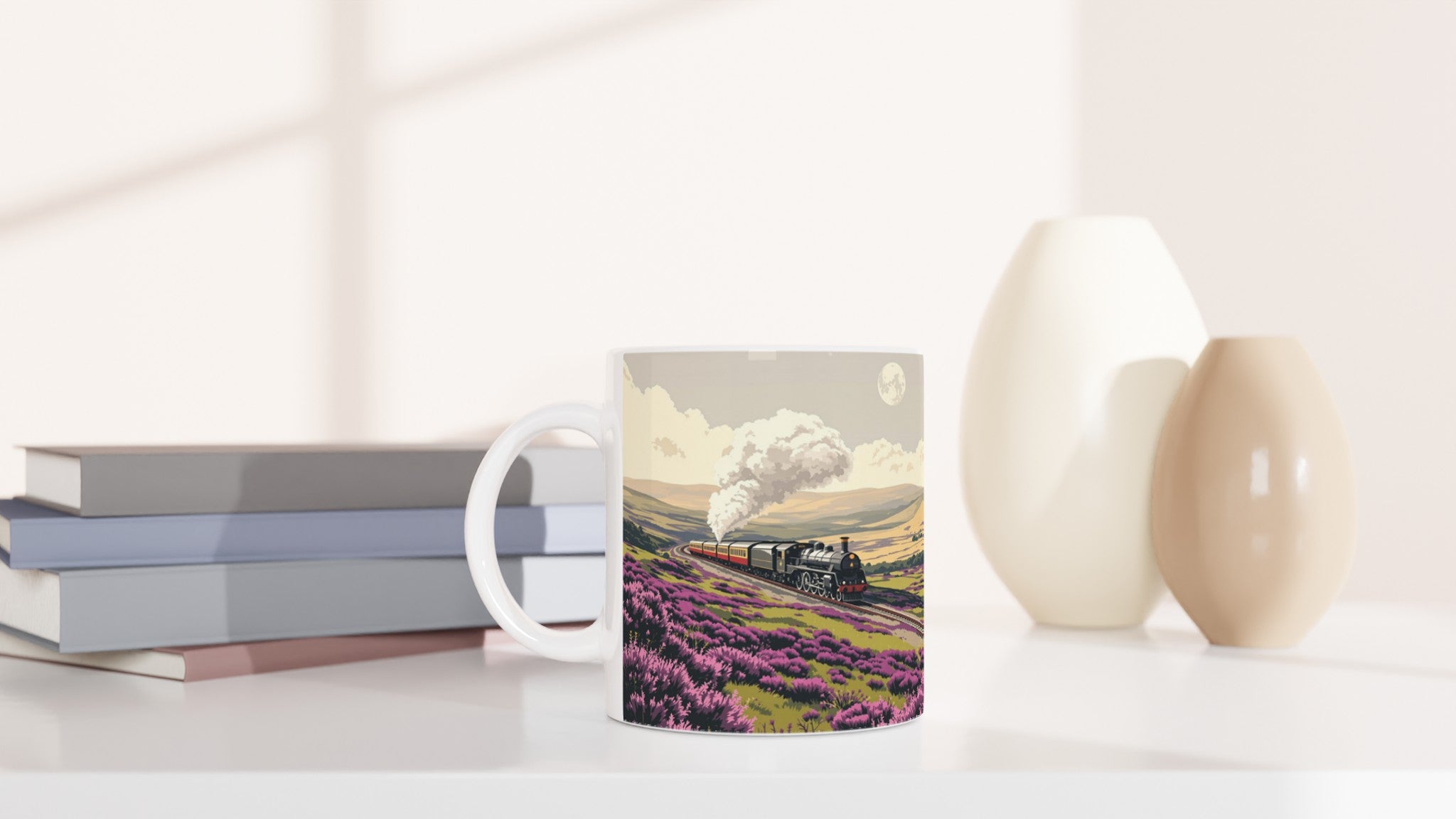 North Yorkshire Moors Steam Railway Mug — detail view | Wild Thread Co