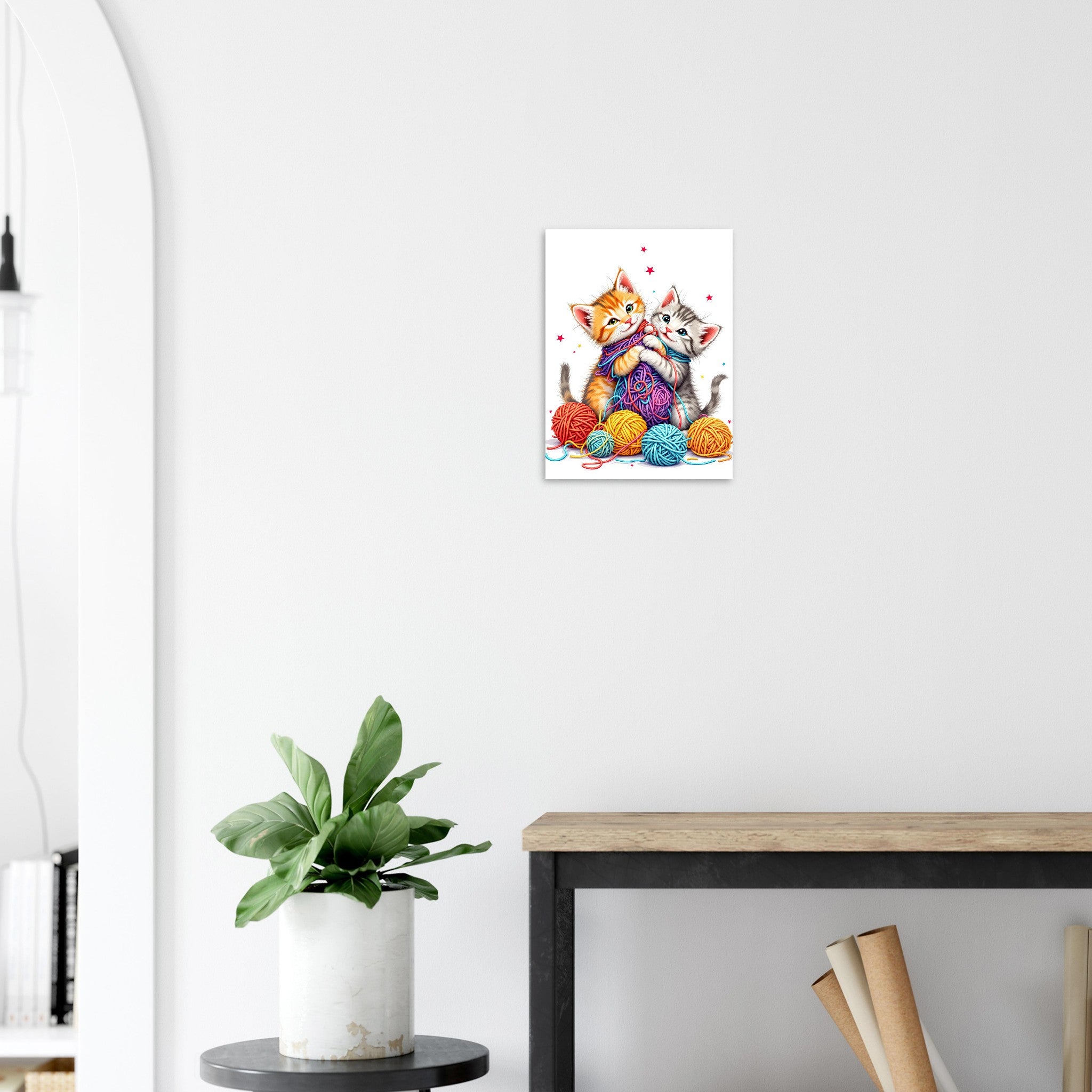 Cats Playing Yarn Art Print Art Print — detail view | Wild Thread Co