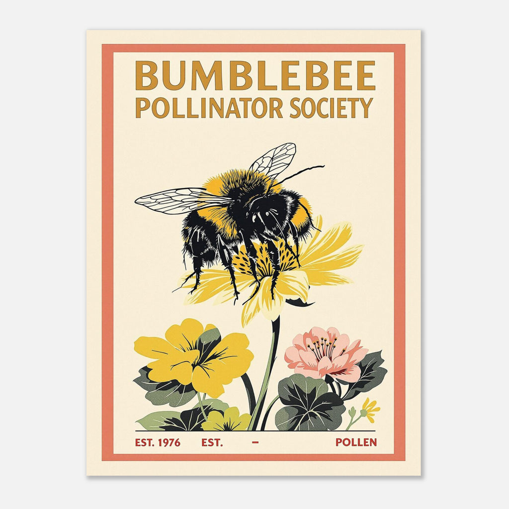 Bumblebee Vintage Travel Poster Art Print — detail view | Wild Thread Co