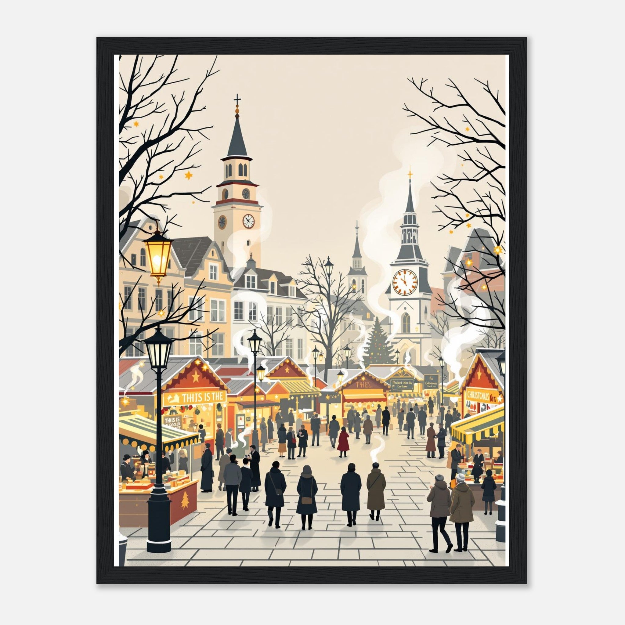 Christmas Market Lanterns Victorian Print Material — detail view | Wild Thread Co
