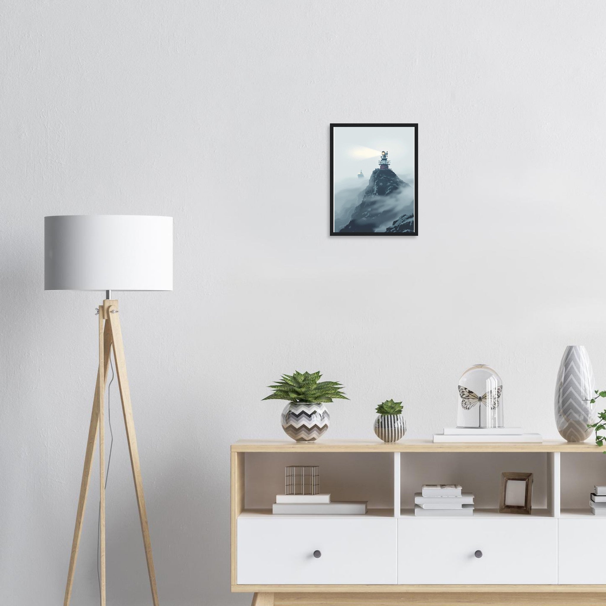 Coastal Fog Horn Headland Ship Framed Art Print — detail view | Wild Thread Co