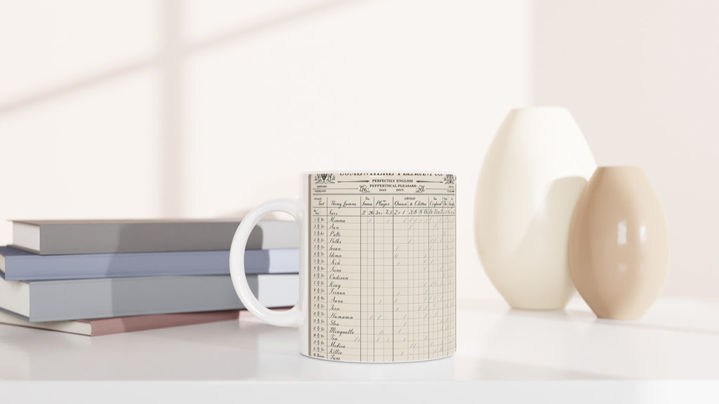 Edwardian Cricket Scorecard Mug Coffee Tea Ceramic 11oz — Mug | Wild Thread Co