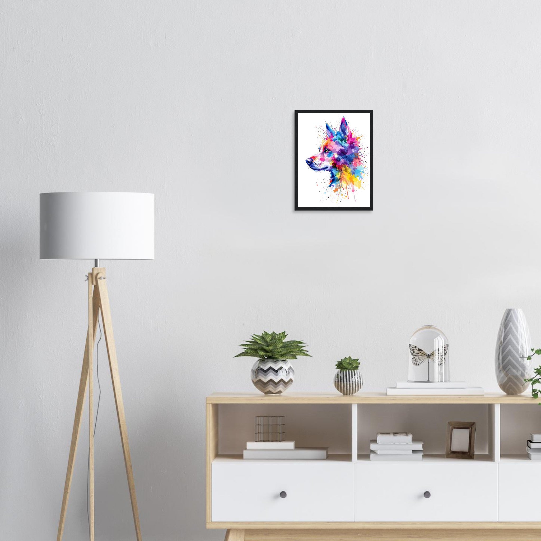 Dog Watercolour Abstract Framed Print Wall Art Ready to Hang UK Framed Art Print — detail view | Wild Thread Co