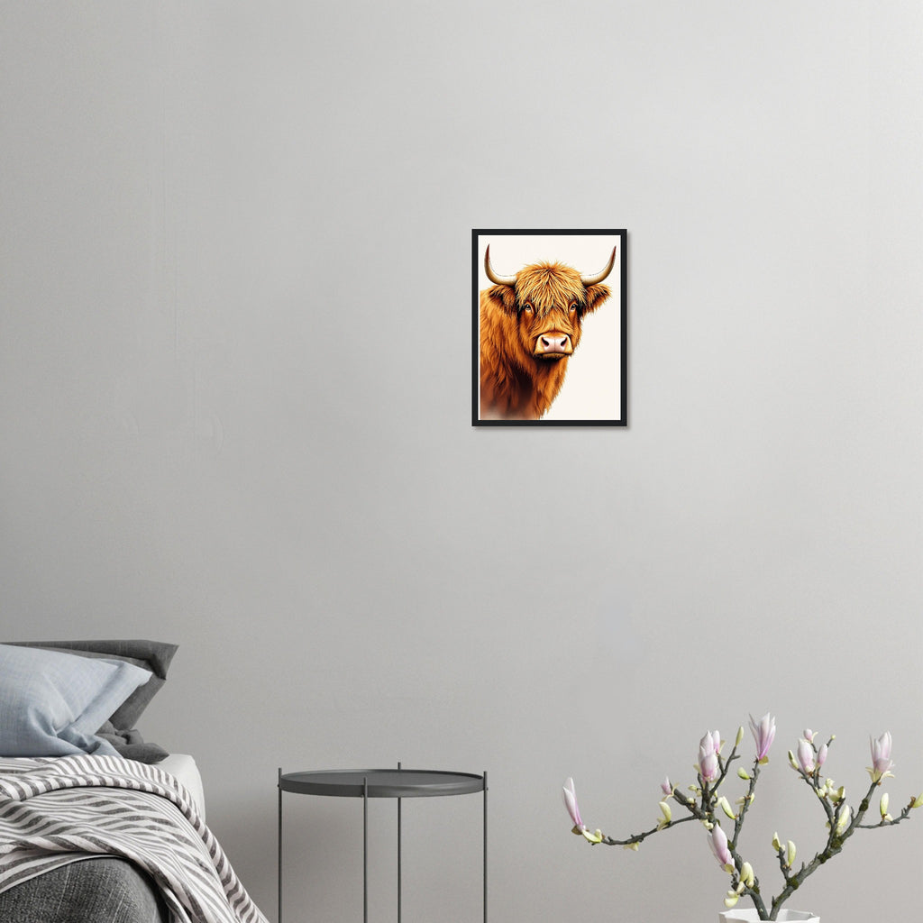 Highland Cattle Portrait Framed Print Wall Art Ready to Hang UK Framed Art Print — detail view | Wild Thread Co