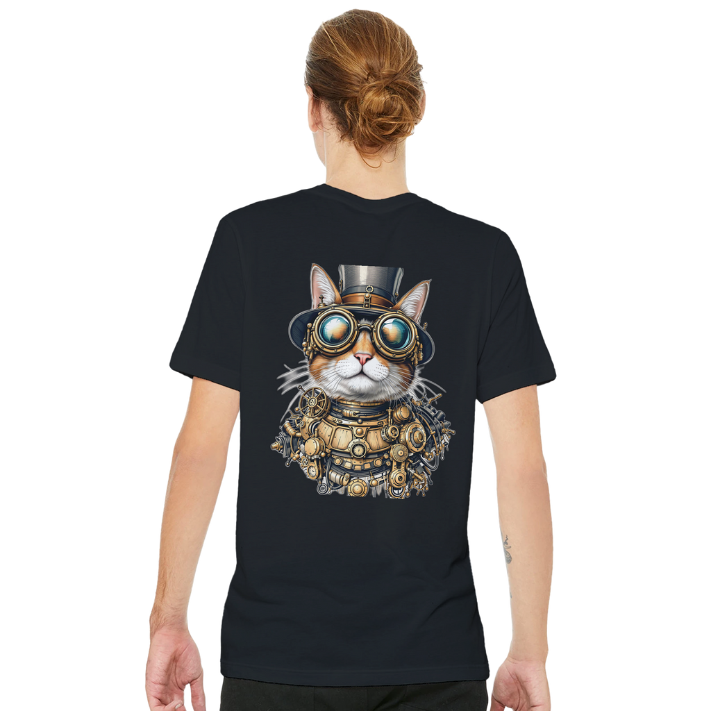 Steampunk Cat T-Shirt — detail view | Wild Thread Co