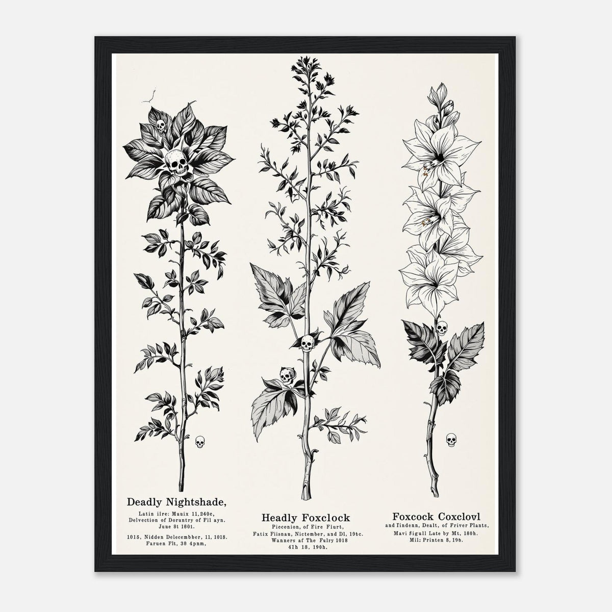 Dark Academia Deadly Botanicals Framed Print Wall Art Ready to Hang - Wild Thread Co
