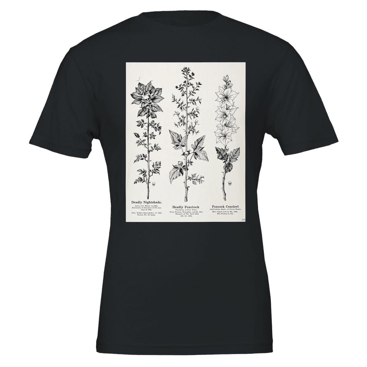 Dark Academia Deadly Botanicals Triptych T-shirt Gothic Poison Plants Print Prin - Wild Thread Co