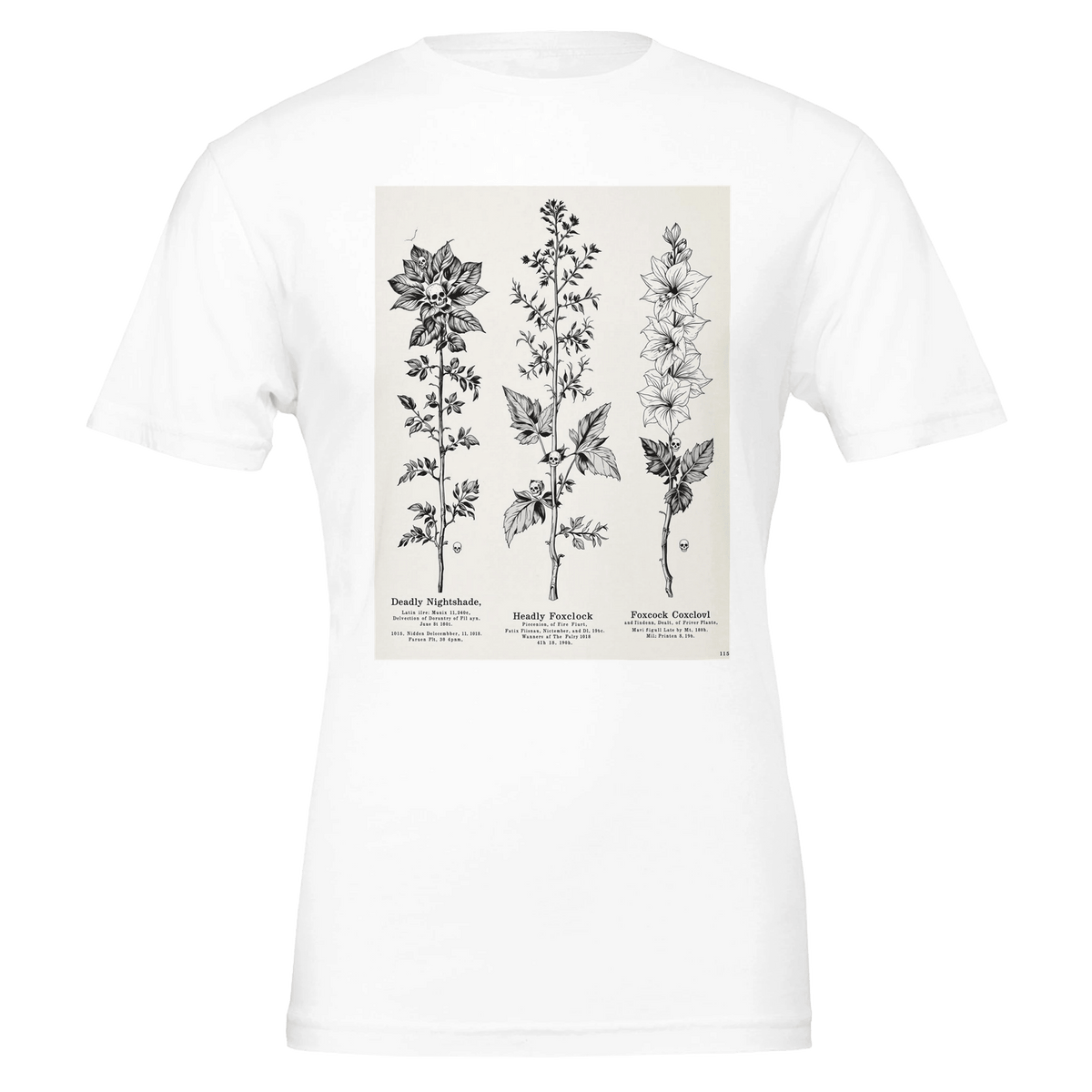 Dark Academia Deadly Botanicals Triptych T-shirt Gothic Poison Plants Print Prin - Wild Thread Co