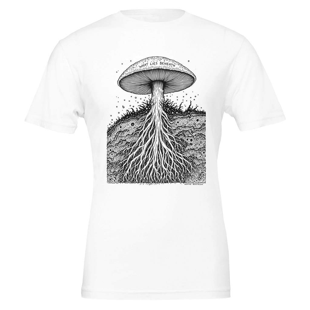 Dark Academia Mushroom Mycelium T-Shirt | Mycology Foraging Gift UK - Wild Thread Co