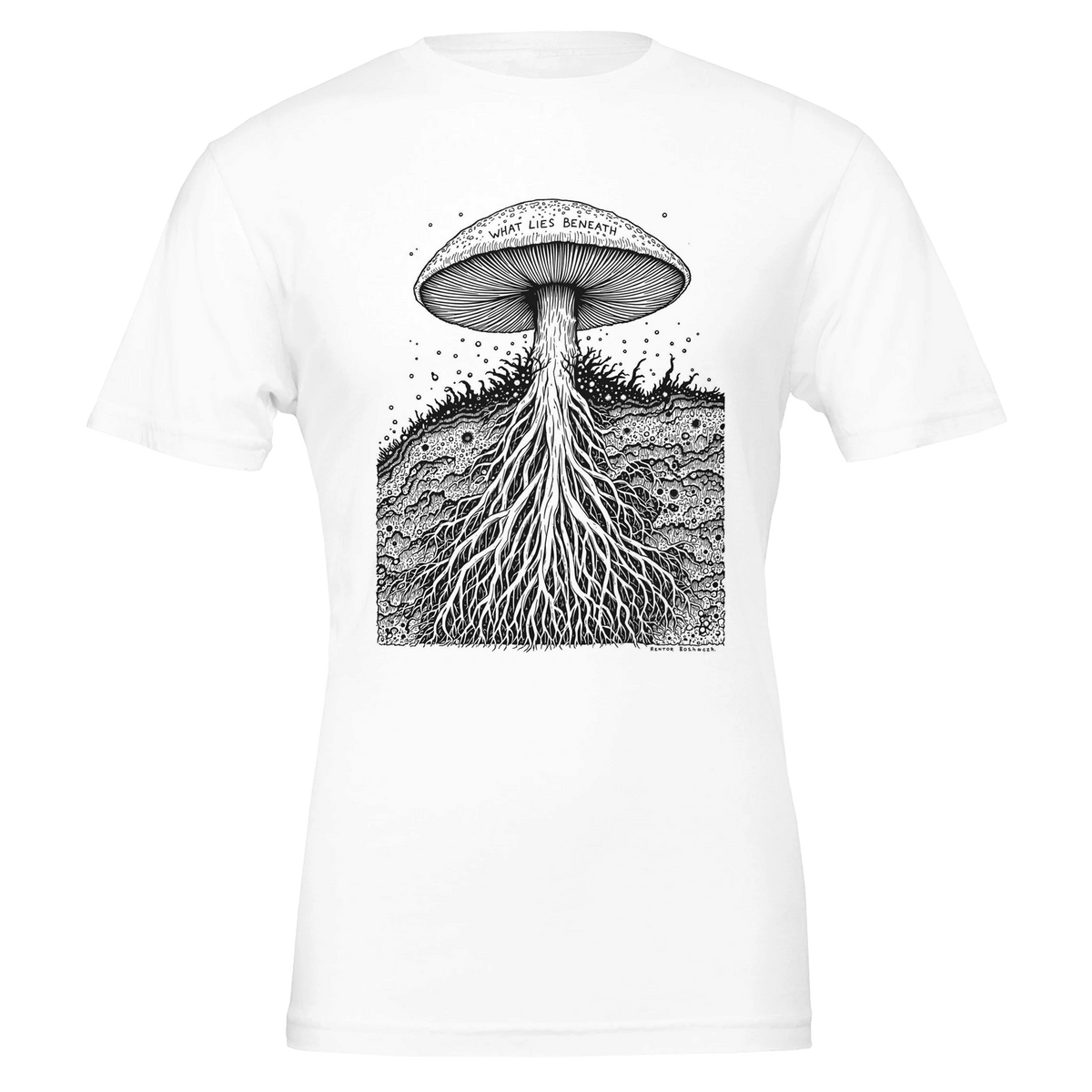 Dark Academia Mushroom Mycelium T-Shirt | Mycology Foraging Gift UK - Wild Thread Co