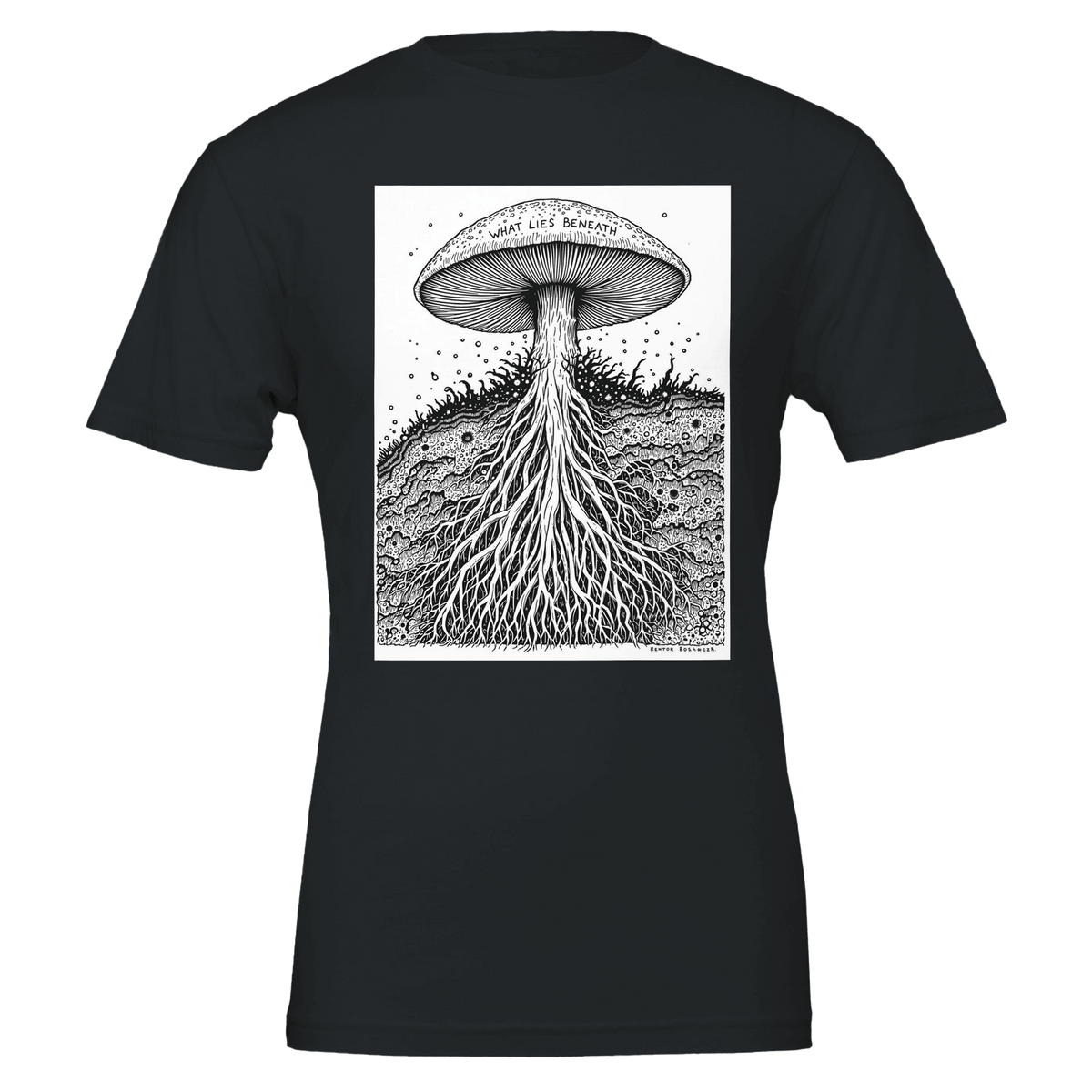 Dark Academia Mushroom Mycelium T-Shirt | Mycology Foraging Gift UK - Wild Thread Co