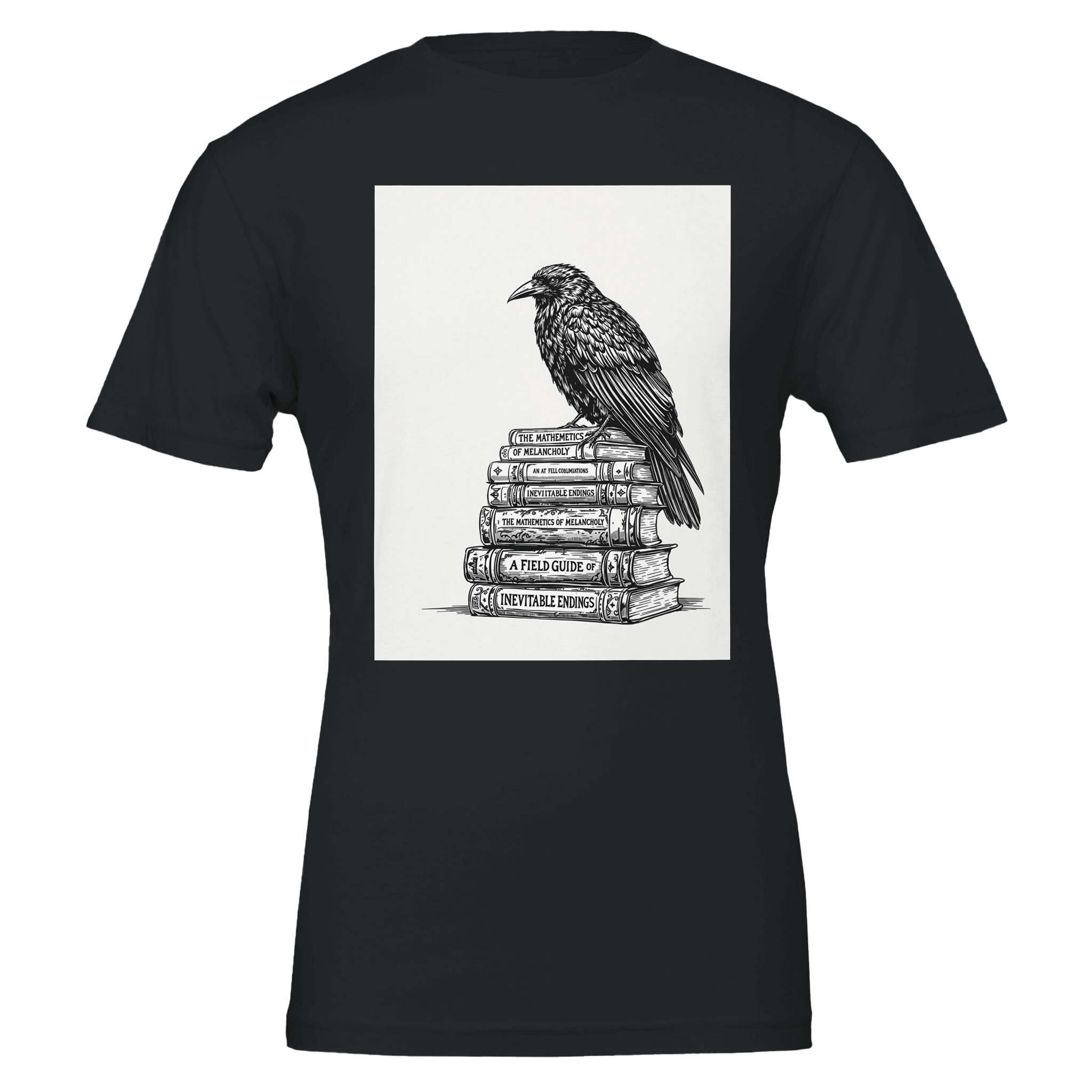 Dark Academia Raven Library Tee | Book Lover Gift | Gothic Illustration - Wild Thread Co