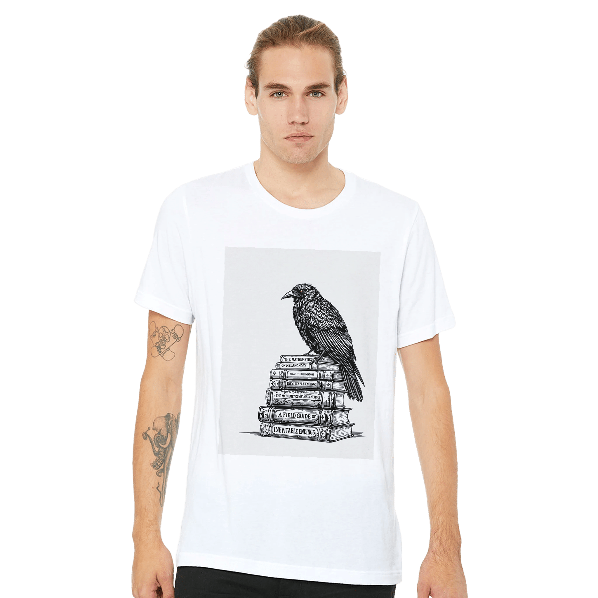 Dark Academia Raven Library Tee | Book Lover Gift | Gothic Illustration - Wild Thread Co