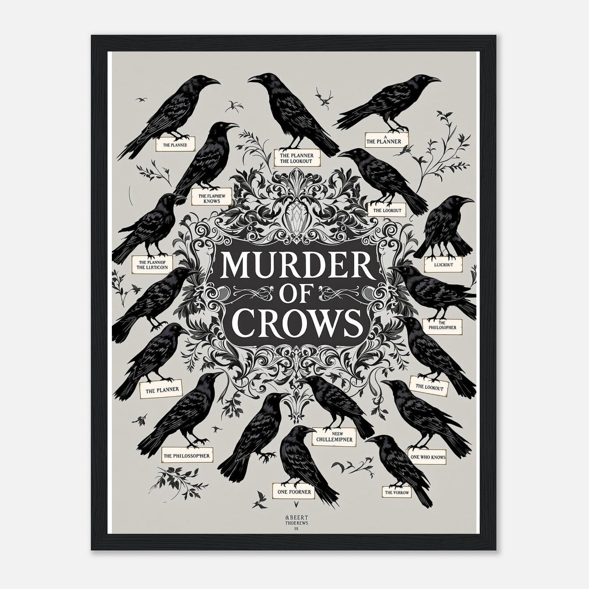 Dark Academia Ravens Murder Framed Print Wall Art Ready to Hang UK - Wild Thread Co