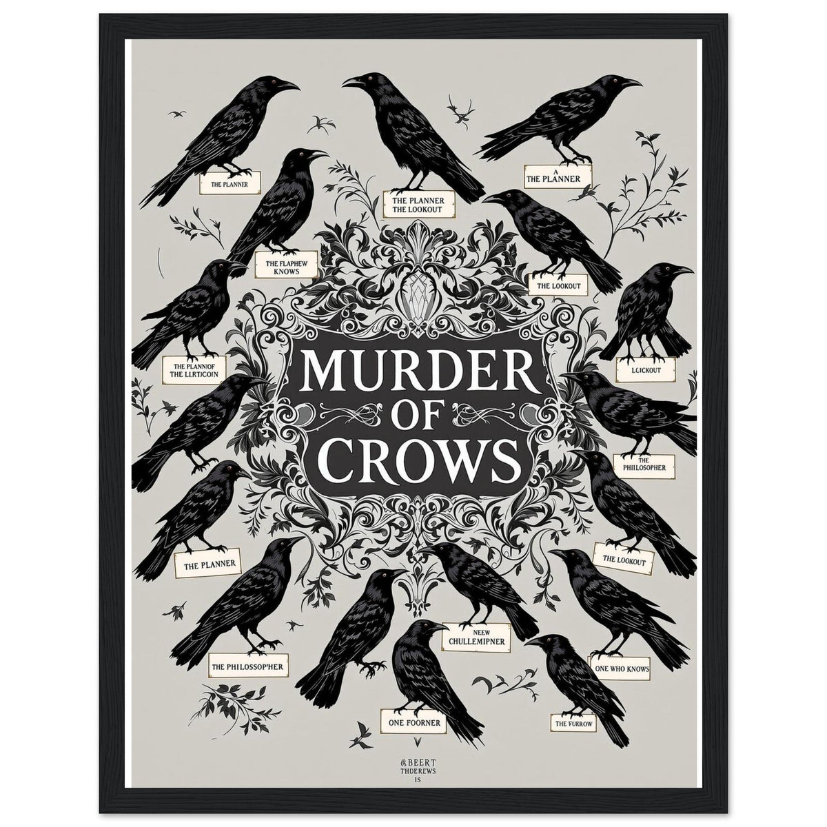 Dark Academia Ravens Murder Framed Print Wall Art Ready to Hang UK - Wild Thread Co