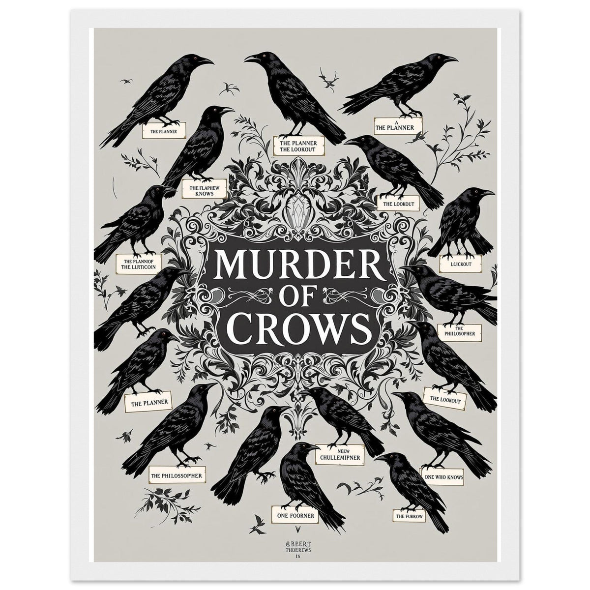 Dark Academia Ravens Murder Framed Print Wall Art Ready to Hang UK - Wild Thread Co
