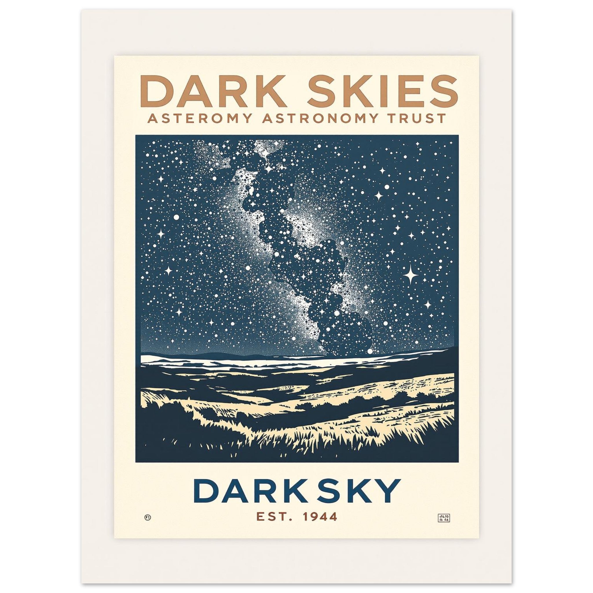 Dark Skies Vintage Travel Art Wall Art UK Art Print Poster Wall Art UK UK Gift Art Print — detail view | Wild Thread Co