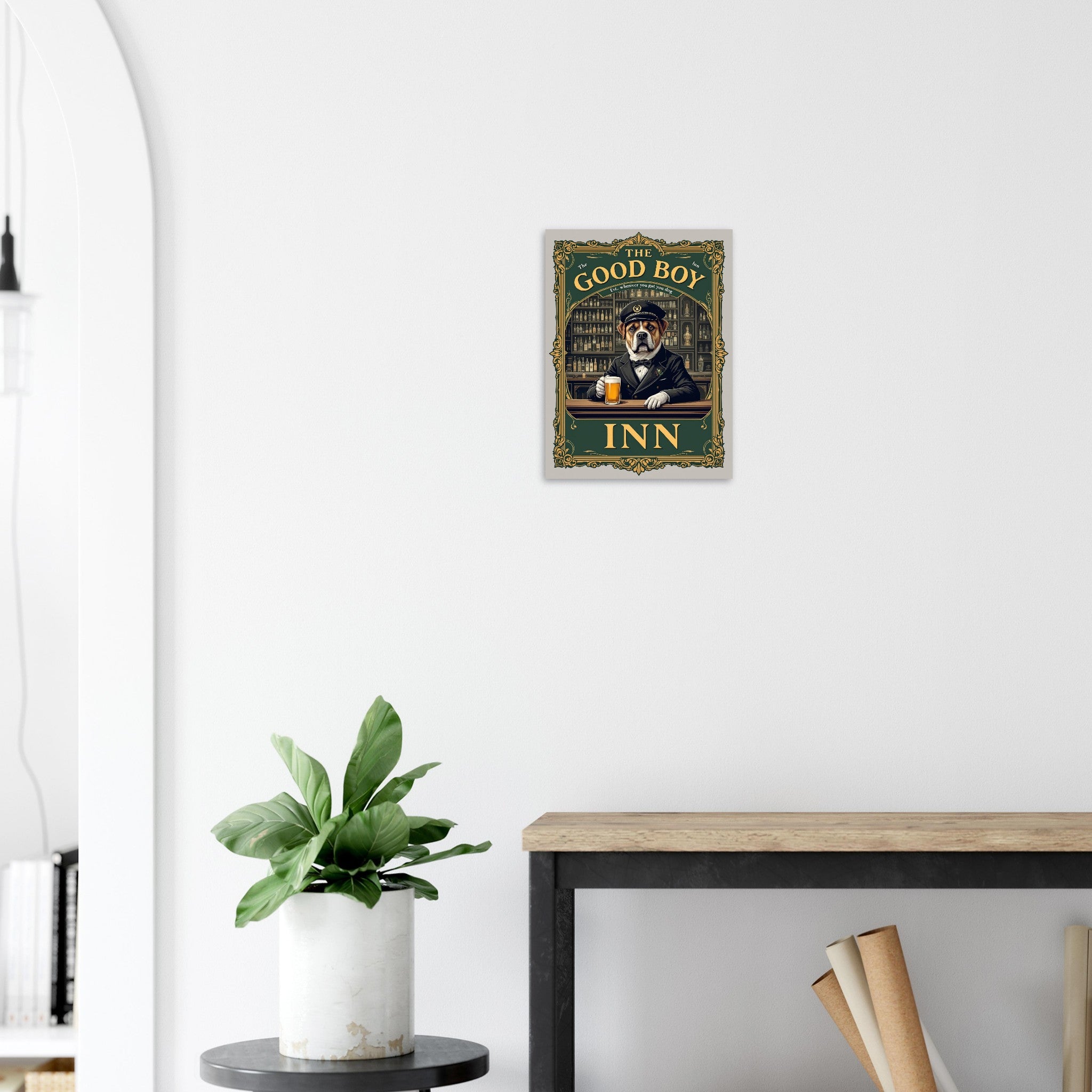 The Good Boy Inn Pub Sign Dog Dad Gift A1 UK Art Print Art Print — detail view | Wild Thread Co