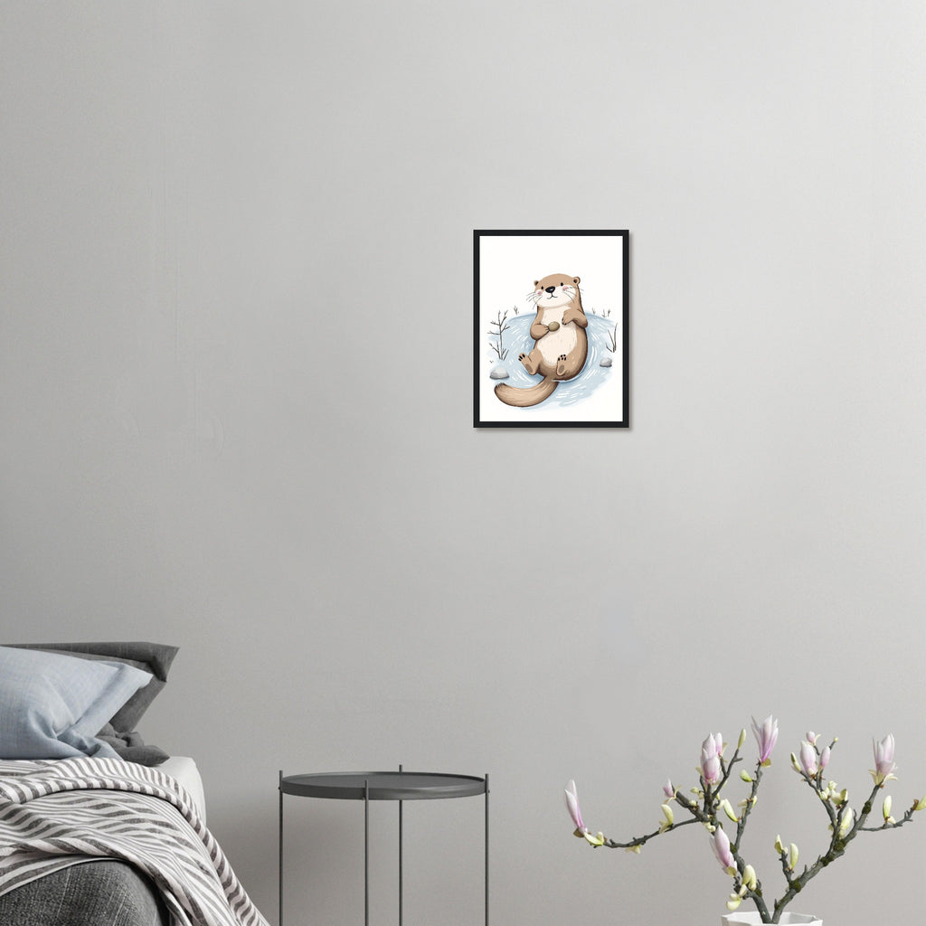 Otter Playing Framed Print Wall Art Ready to Hang UK Framed Art Print — detail view | Wild Thread Co