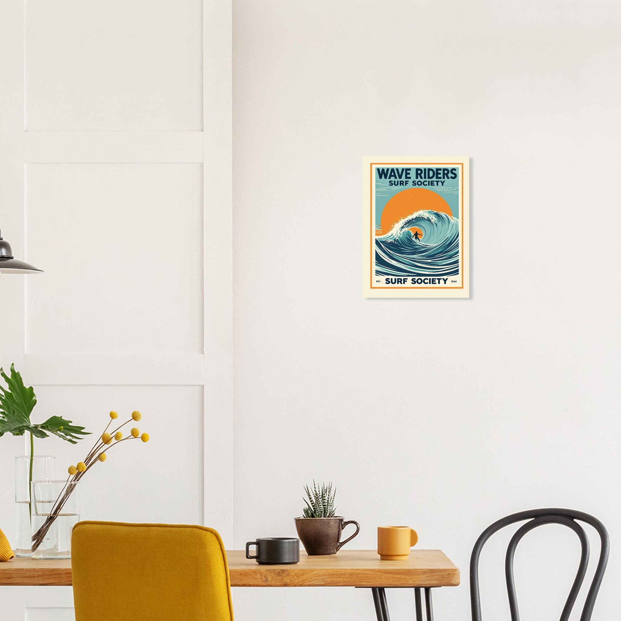 Wave Riders Vintage Travel Poster Art Print — detail view | Wild Thread Co