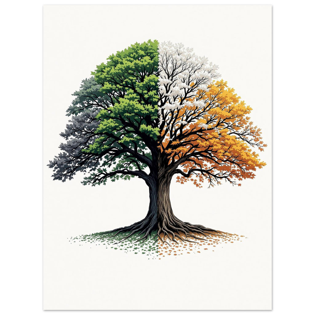 Oak Tree Four Seasons Art Print Print Material — detail view | Wild Thread Co
