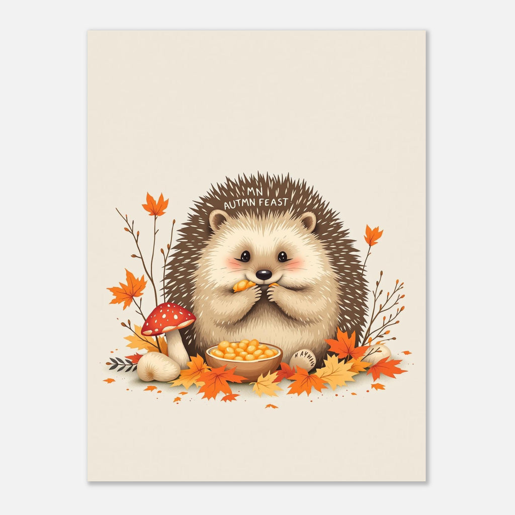 Hedgehog Autumn Feast A1 Art Print Art Print — detail view | Wild Thread Co