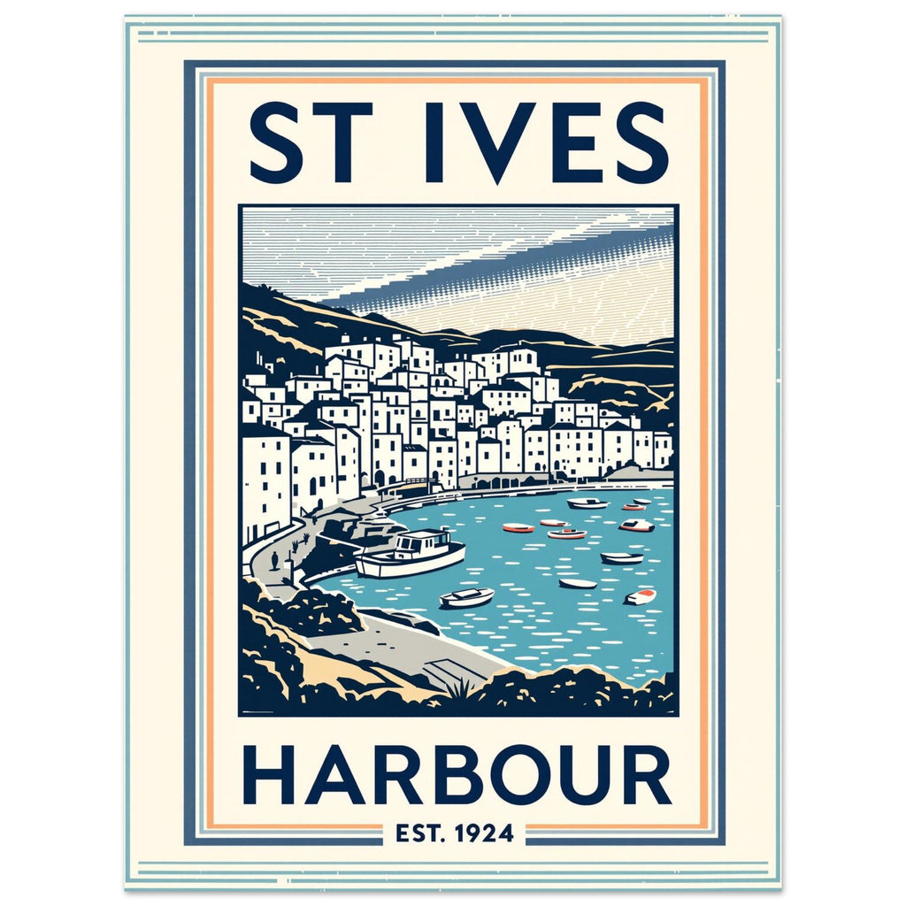 St Ives Vintage Travel Poster Art Print — detail view | Wild Thread Co