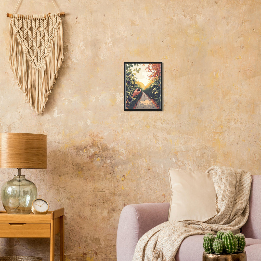 Hedgerow Blackberry Foraging Framed Print Wall Art Ready to Hang UK Framed Art Print — detail view | Wild Thread Co
