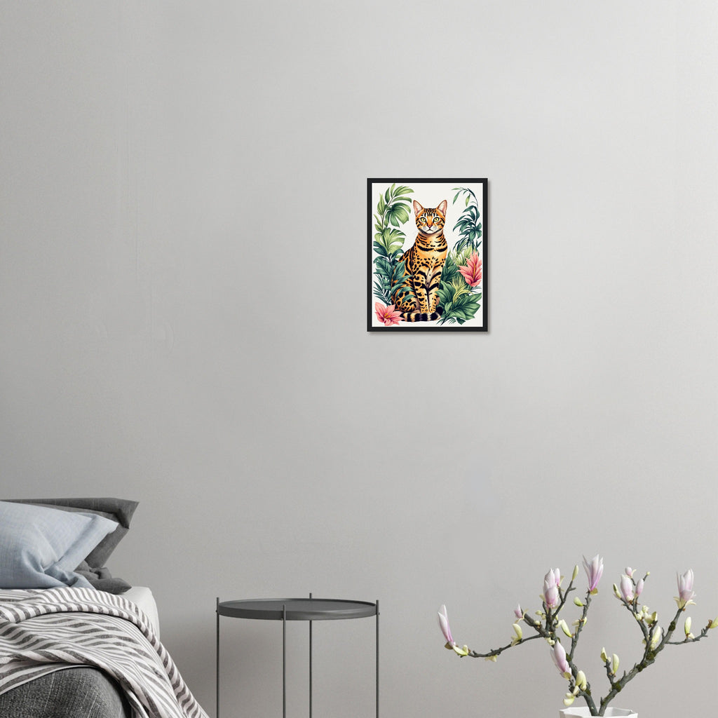 Bengal Cat Jungle Framed Art Print — detail view | Wild Thread Co
