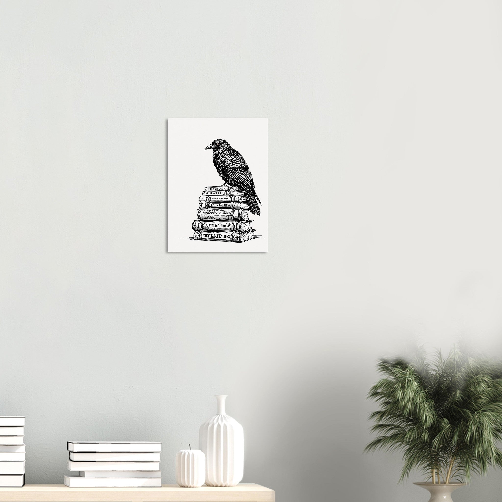 Dark Academia Raven Library Art Print Art Print — detail view | Wild Thread Co