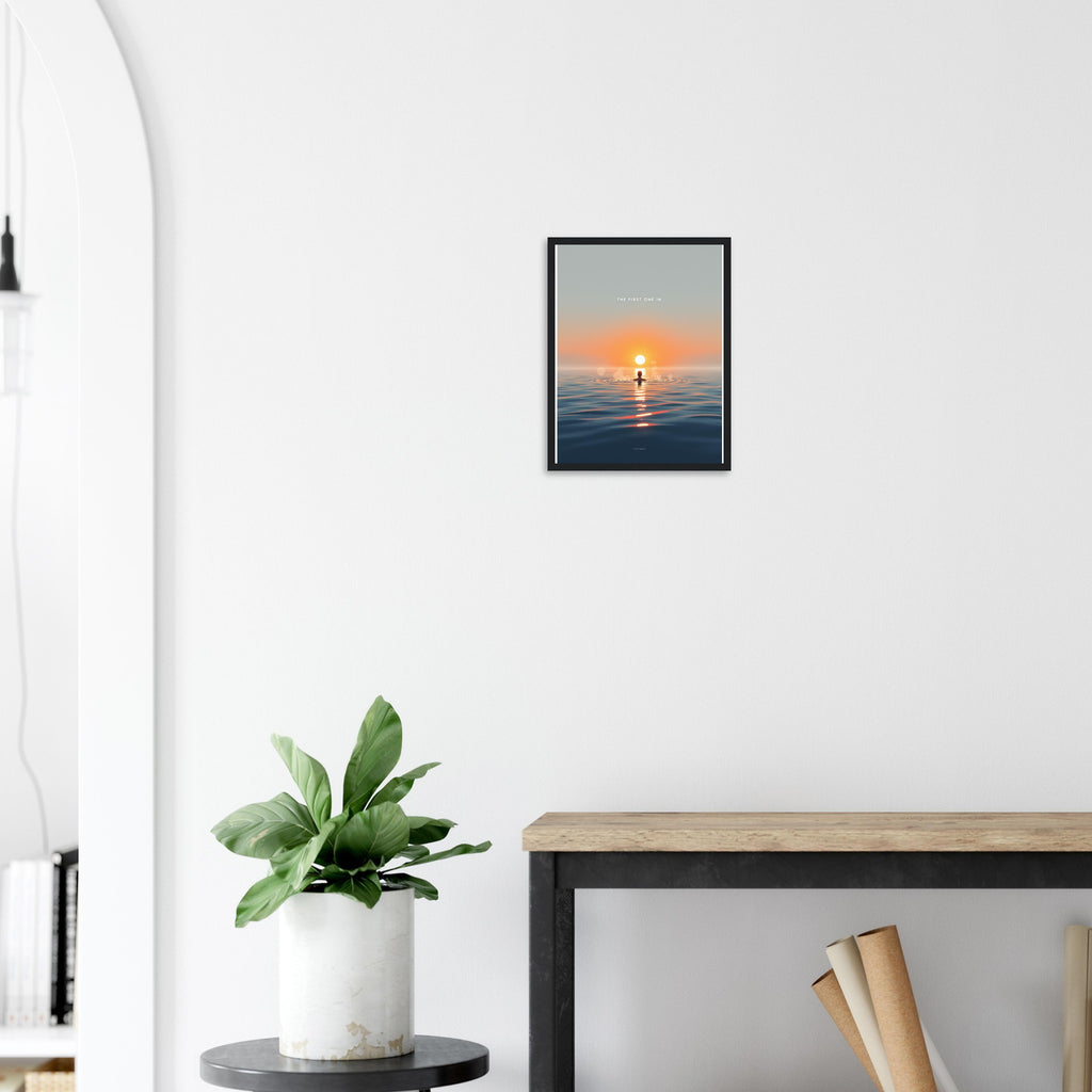 Open Water Dawn Swim Framed Art Print — detail view | Wild Thread Co