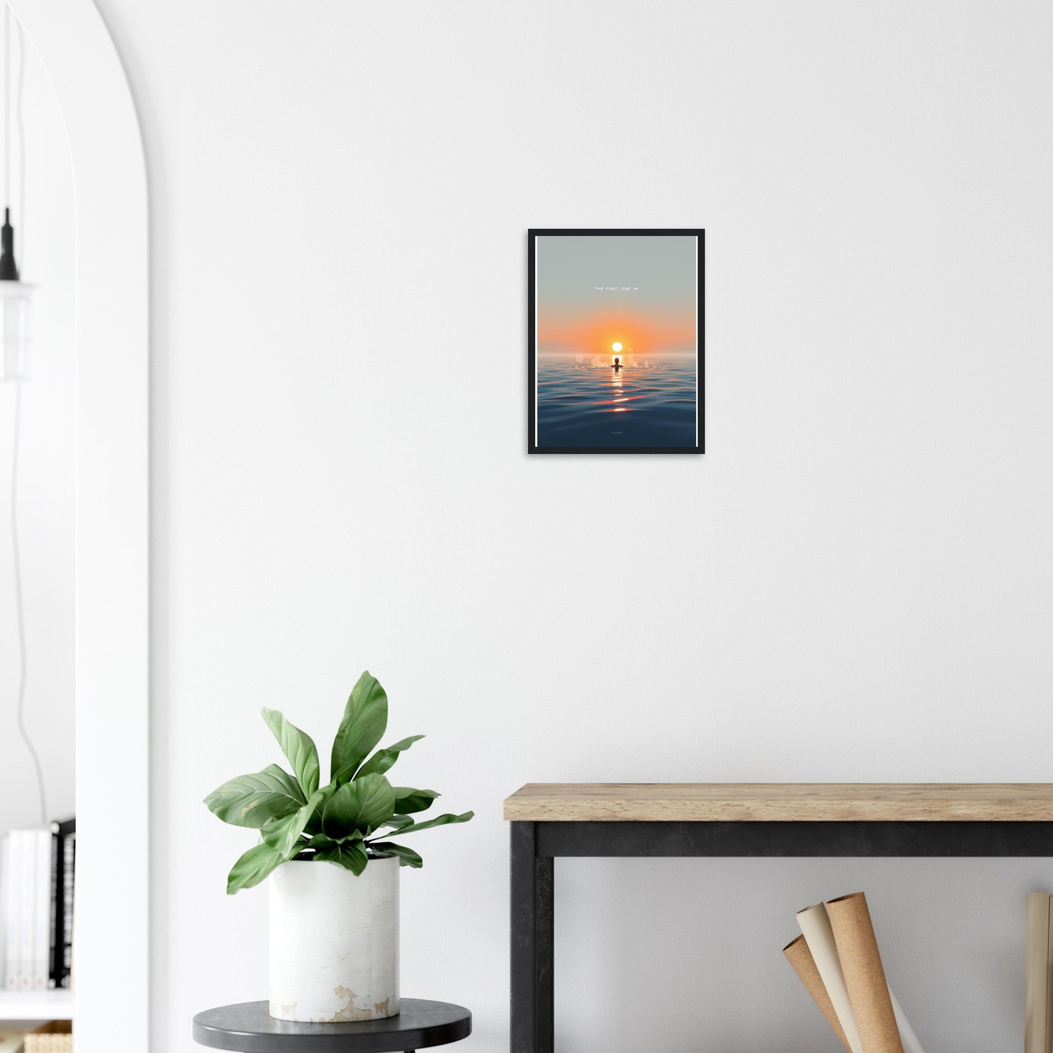 Open Water Dawn Swim Framed Art Print — detail view | Wild Thread Co