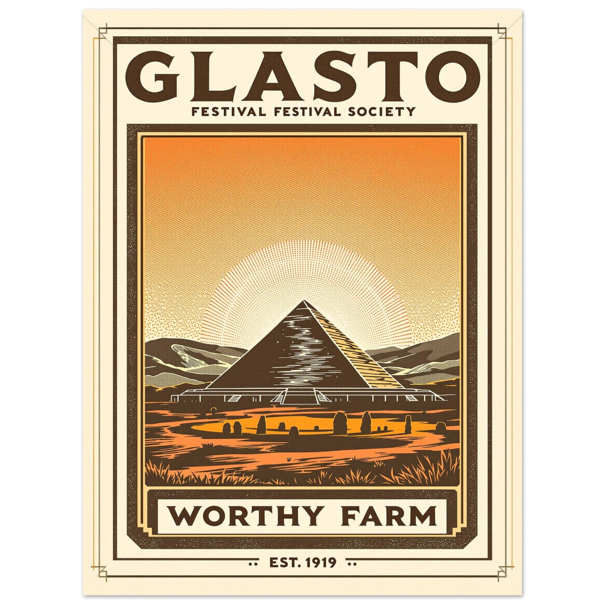 Glasto Vintage Travel Poster — Art Print | Wild Thread Co
