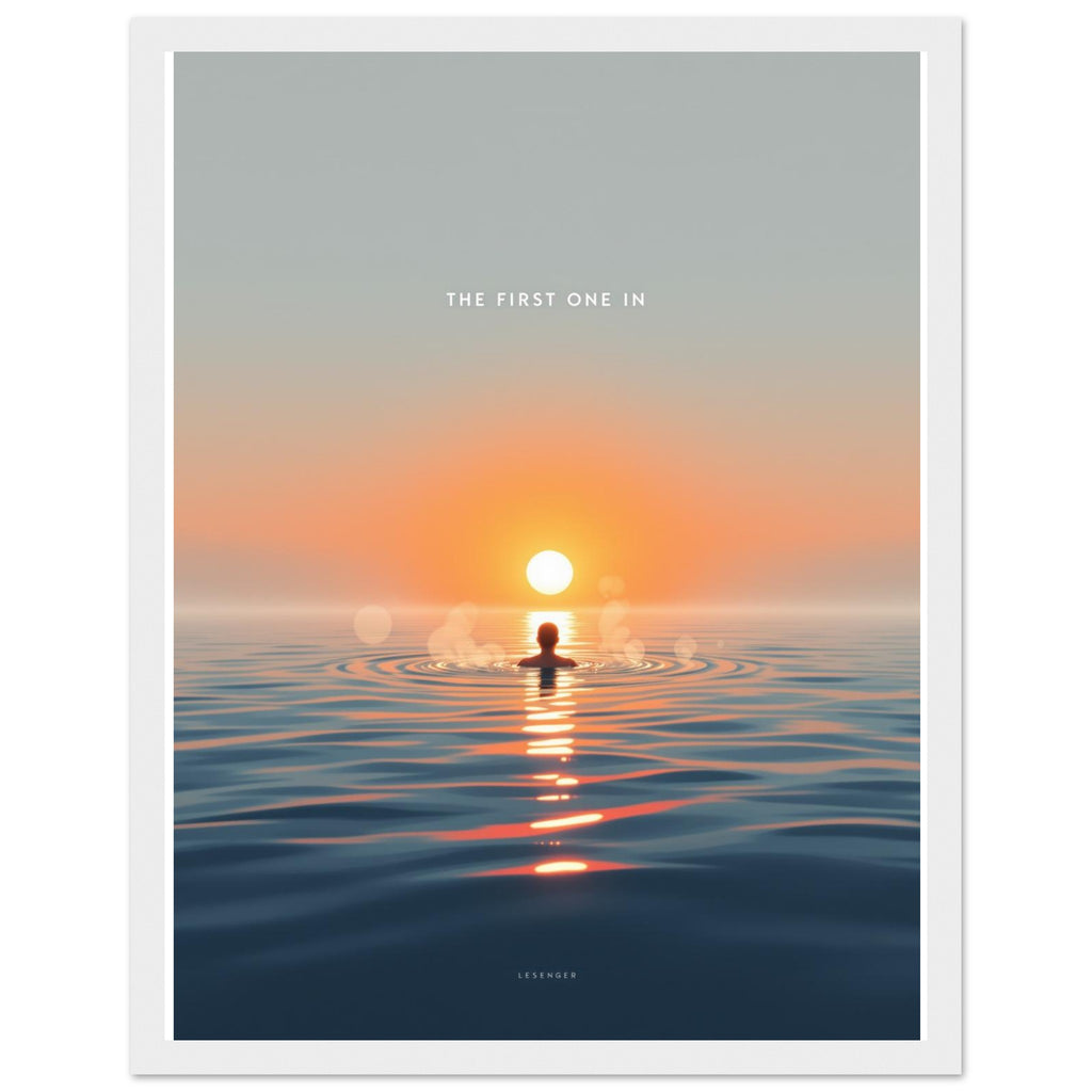 Open Water Dawn Swim Framed Art Print — detail view | Wild Thread Co
