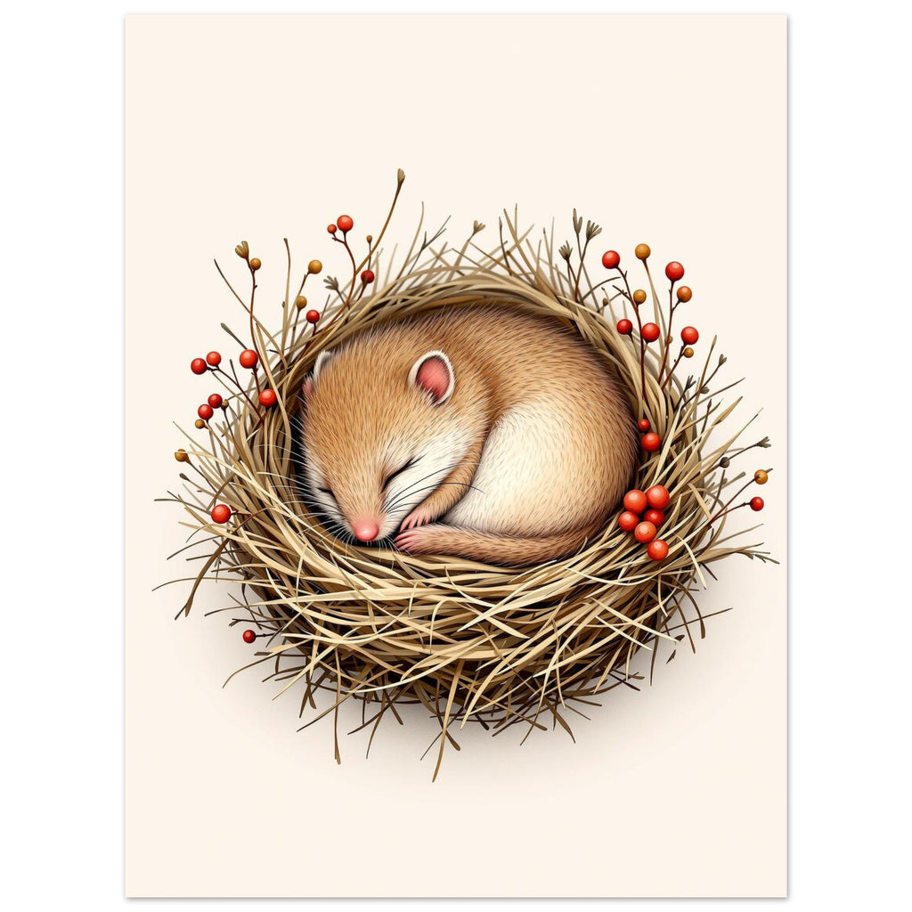 dormouse sleeping — print 280x430mm Art Print — detail view | Wild Thread Co