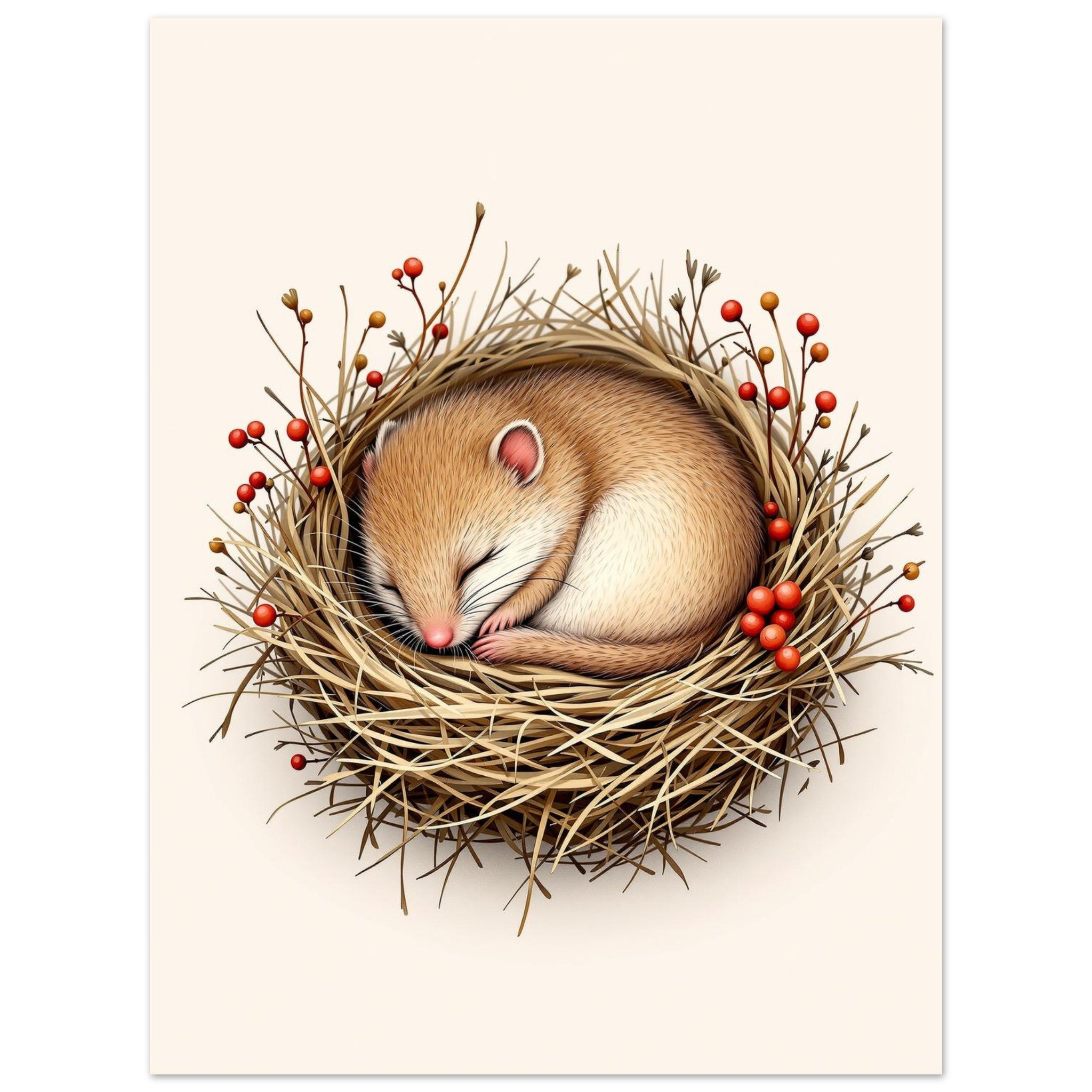 dormouse sleeping — print 280x430mm Art Print — detail view | Wild Thread Co
