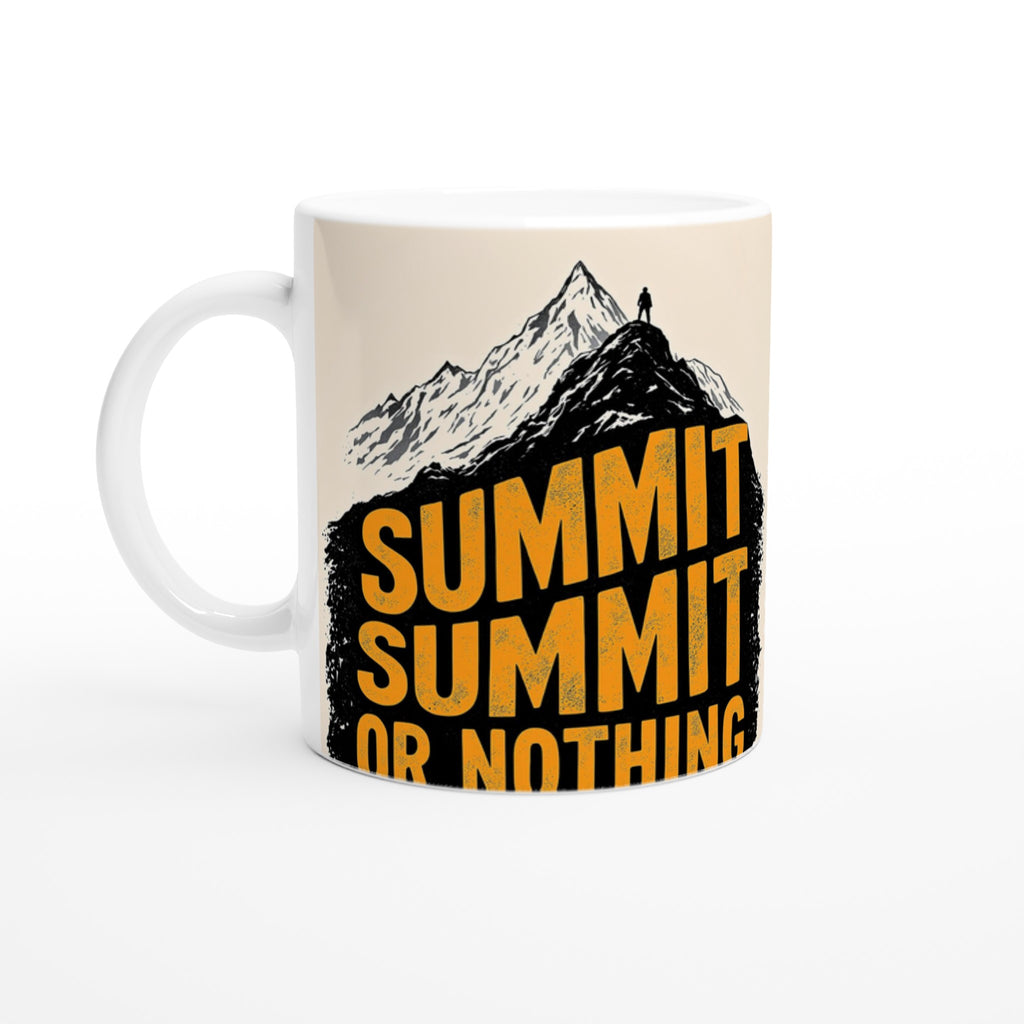 Summit or Nothing Mountain Coffee Tea Ceramic 11oz Mug — detail view | Wild Thread Co