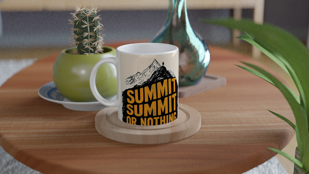 Summit or Nothing Mountain Coffee Tea Ceramic 11oz Mug — detail view | Wild Thread Co