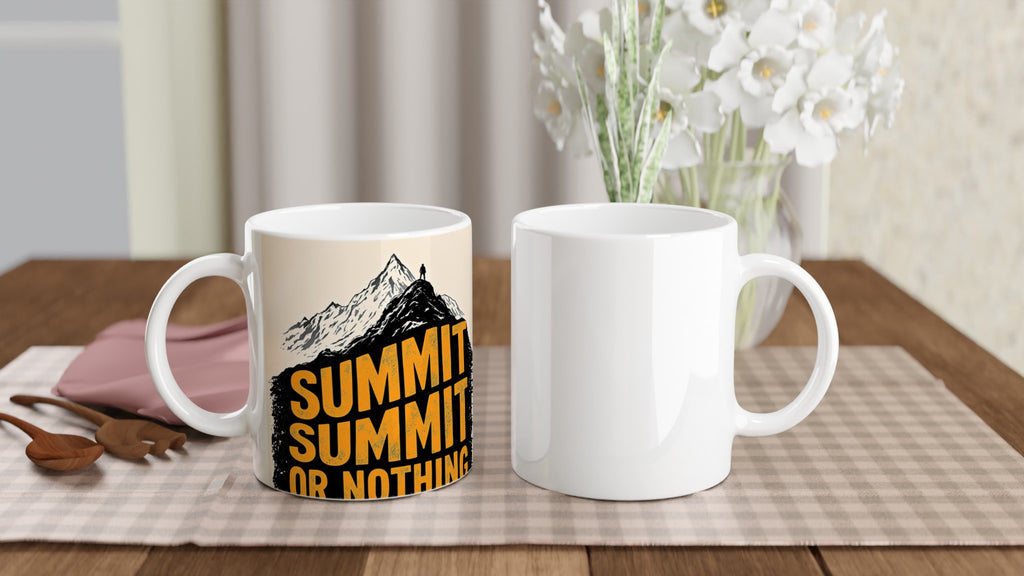 Summit or Nothing Mountain Coffee Tea Ceramic 11oz Mug — detail view | Wild Thread Co