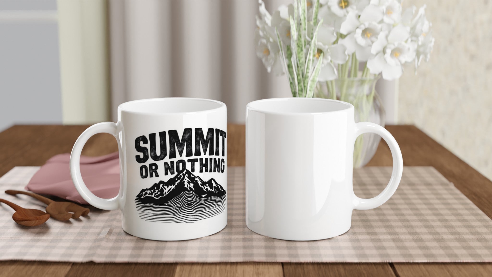 Gorpcore Mountain Summit Coffee Tea Ceramic 11oz Mug UK Mug — detail view | Wild Thread Co