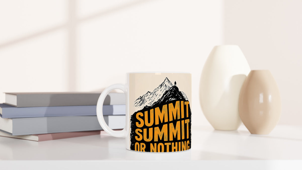 Summit or Nothing Mountain Coffee Tea Ceramic 11oz Mug — detail view | Wild Thread Co