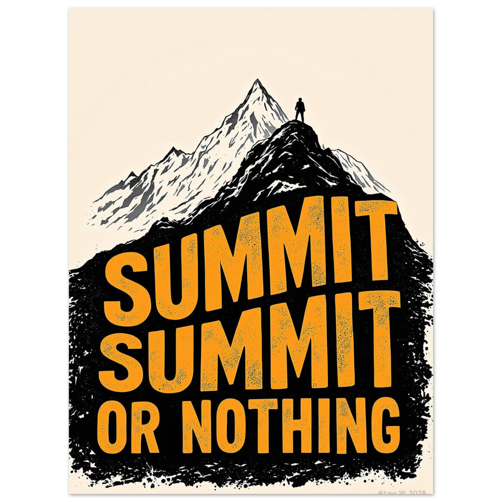 Summit or Nothing Mountain Art Wall Art UK Art UK Gift Art Print Art Print — detail view | Wild Thread Co