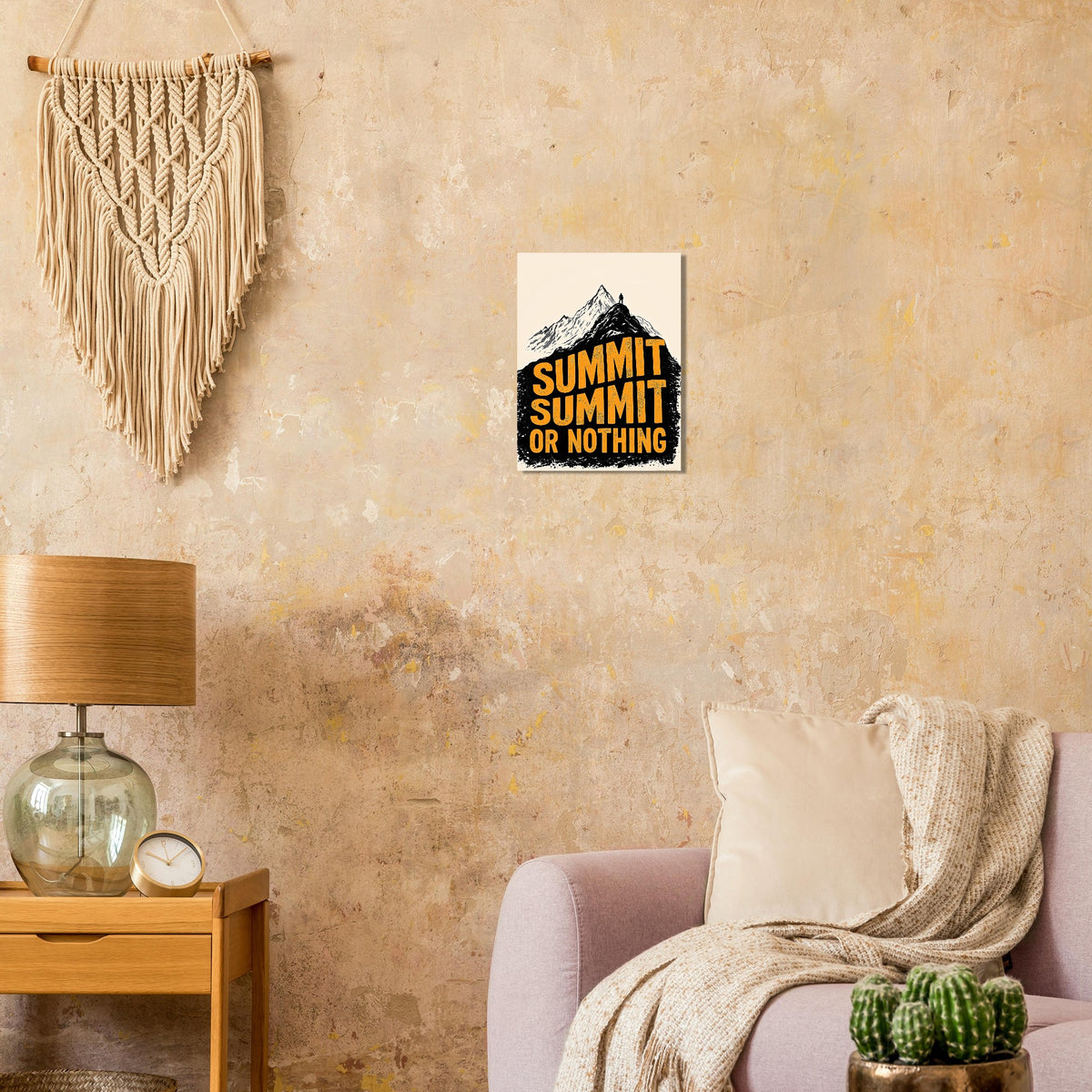 Summit or Nothing Mountain Art Wall Art UK Art UK Gift Art Print Art Print — detail view | Wild Thread Co