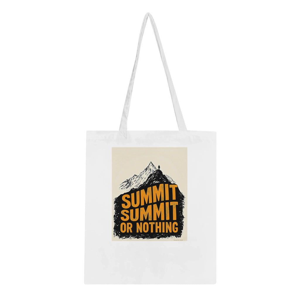 Gorpcore Mountain Summit Tote Bag Cotton Shopper UK Tote Bag — detail view | Wild Thread Co