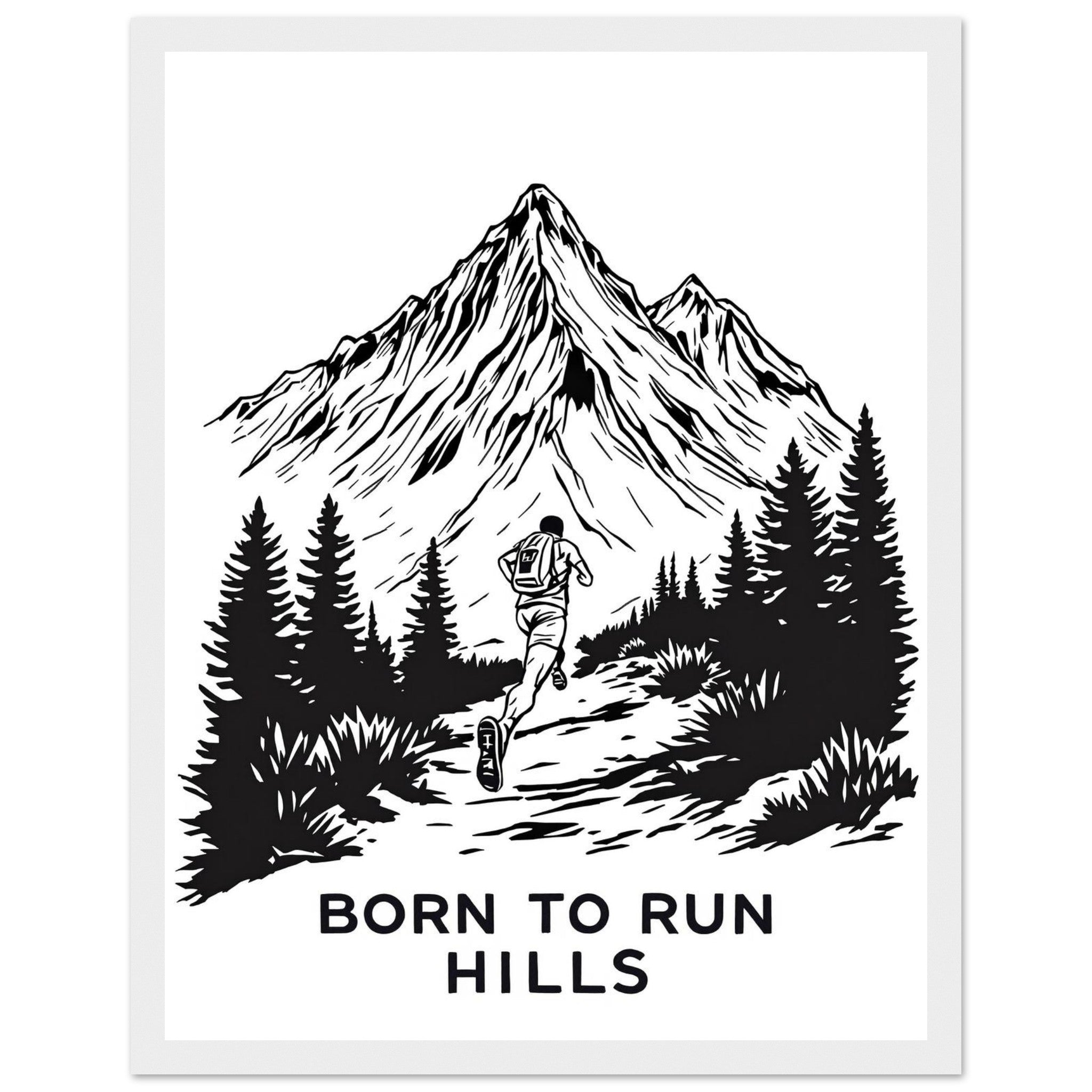 Gorpcore Trail Running Framed Print Wall Art Ready to Hang UK Framed Art Print — detail view | Wild Thread Co