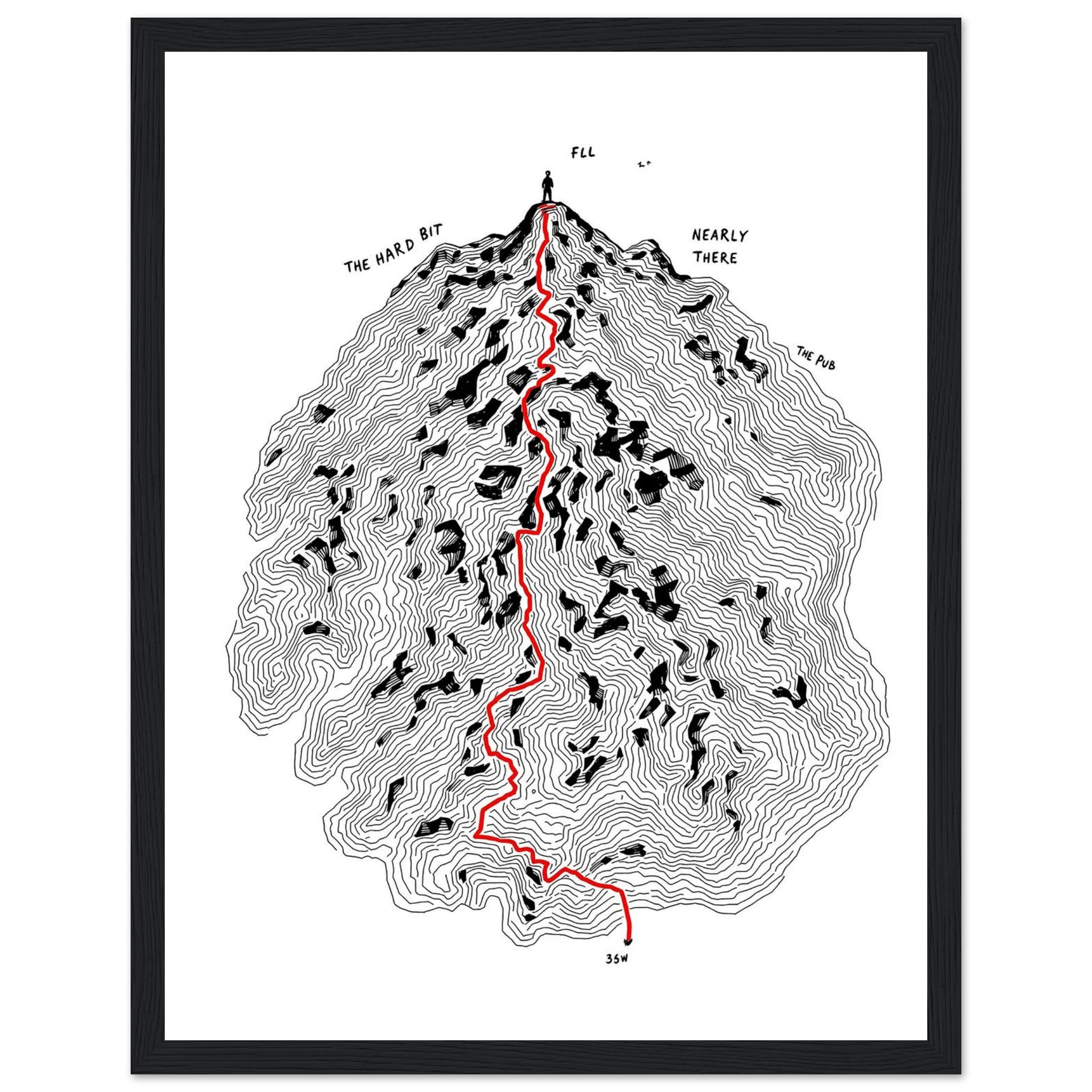 Fell Walking Map Wall Art Ready to Hang UK Framed Print Hang U — Framed Art Print | Wild Thread Co UK