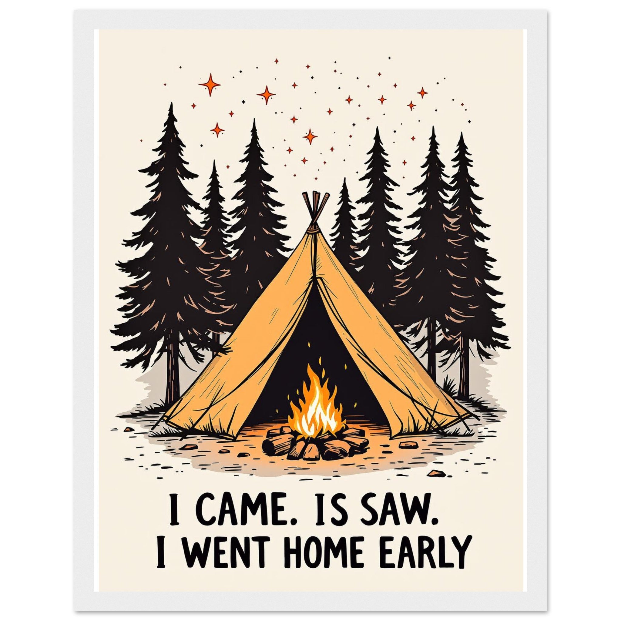 Gorpcore Camping Humour Framed Print Wall Art Ready to Hang UK Framed Art Print — detail view | Wild Thread Co